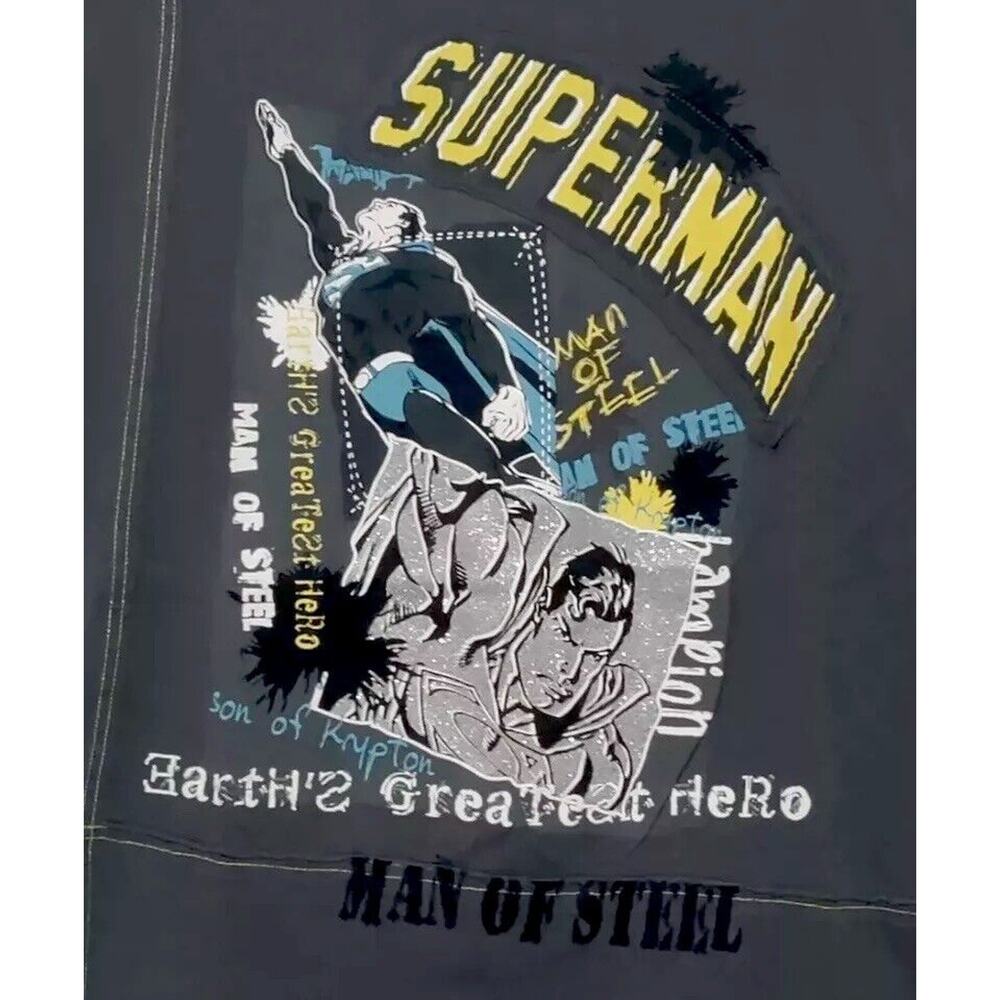 Vintage DC‎ Superman Man Of Steel Lot 29 Graphic Shirt Grey Size Large Glitter